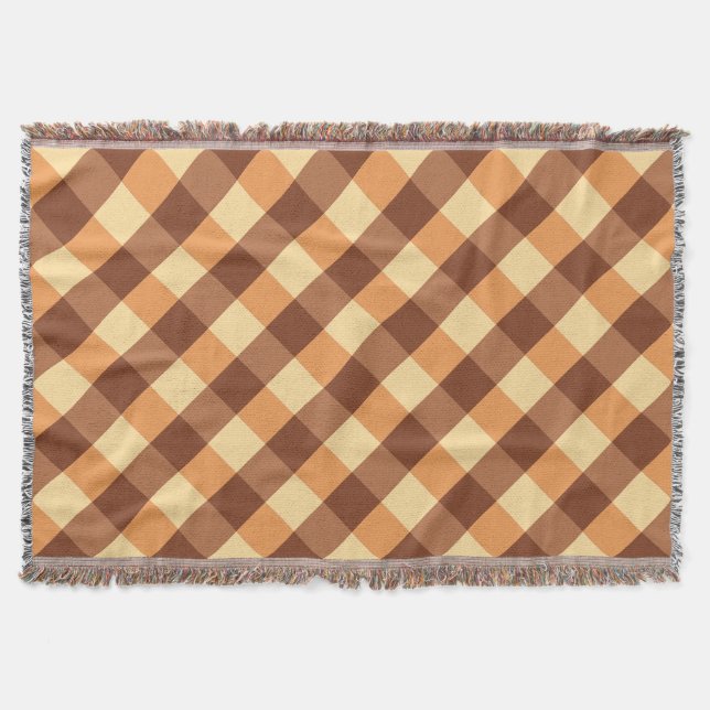 Large Buffalo Check, light brown and golden yellow Throw Blanket (Front)