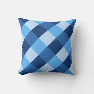 Large Buffalo Check, shades of denim blue Cushion