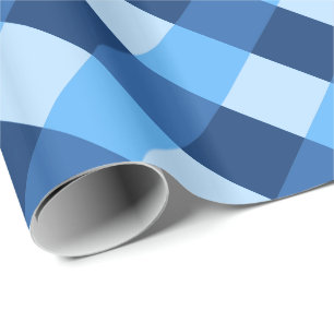 Large Buffalo Check, shades of denim blue Wrapping Paper