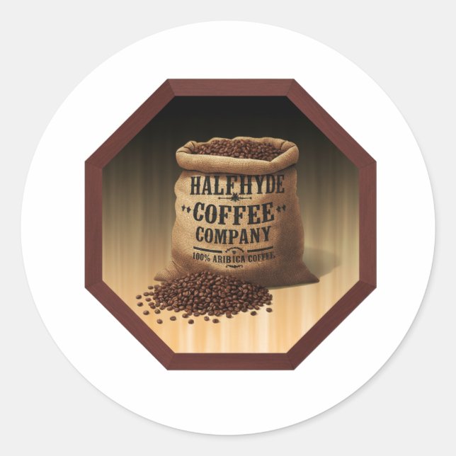 Large Burlap Bag With Label For Halfhyde Coffee Co (Front)