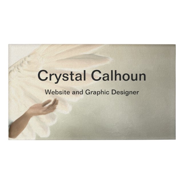 Large Business Magnet Name Tag - Angel Wings (Front)