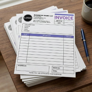 Large Business Sales Invoice Forms Custom Logo Letterhead
