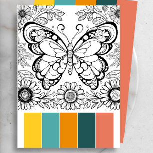 Large Butterfly Colouring Cards Art Therapy Pages