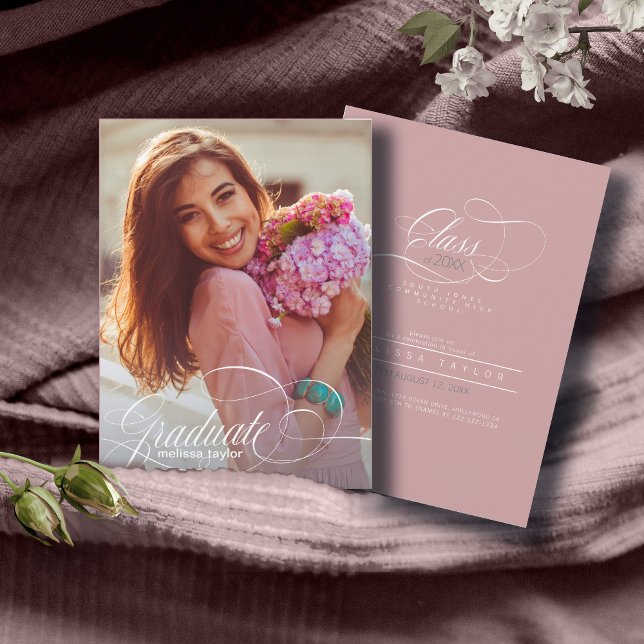 Large Calligraphy Graduate Photo ID904 Thank You Card (Creator Uploaded)