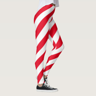 Red White Candy Cane Stripes Leggings 