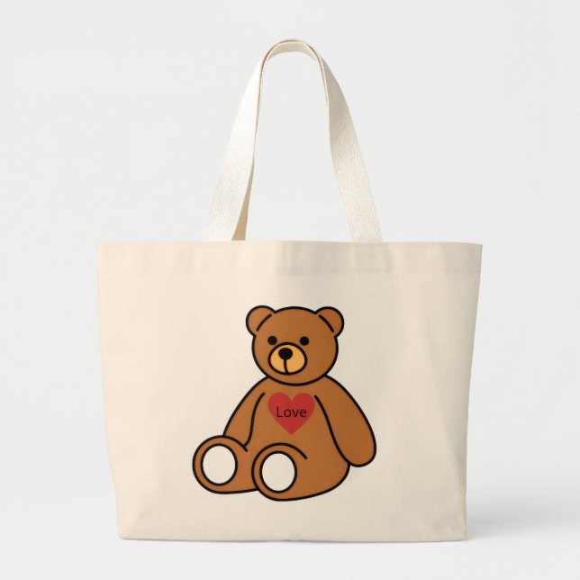 Large Canvas Tote Bag – Teddy Bear (Front)