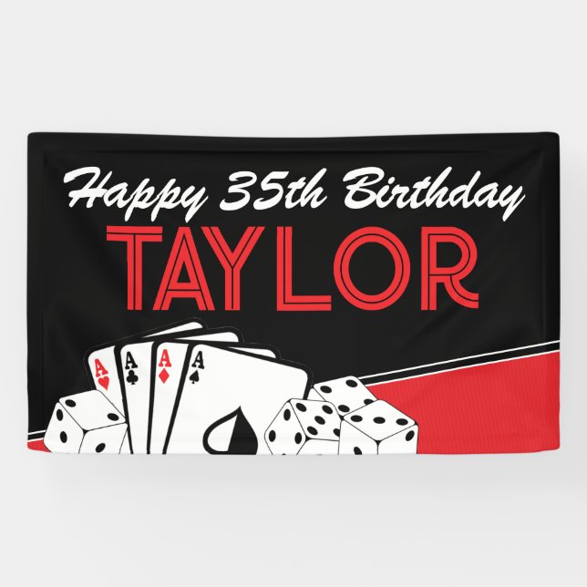 Large Casino Poker Card Birthday Party Banner Sign (Horizontal)