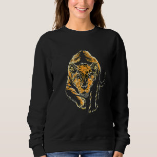 Large Cat Design Tiger In Attack Position Sweatshirt