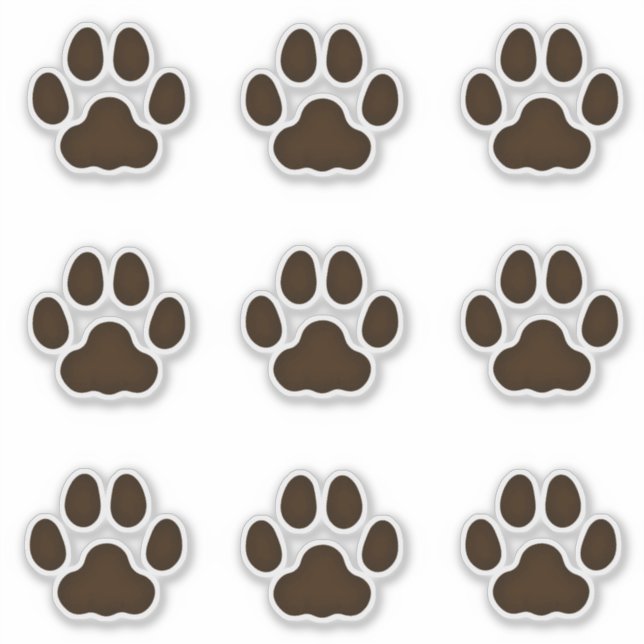 Large Cat Paw Prints Dark Brown Decals (Front)