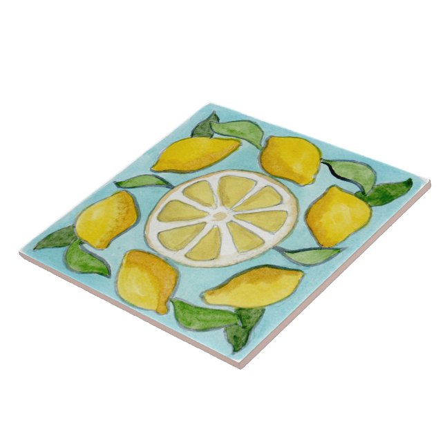 Large ceramic tile Sicilian-style “Lemons” (Side)
