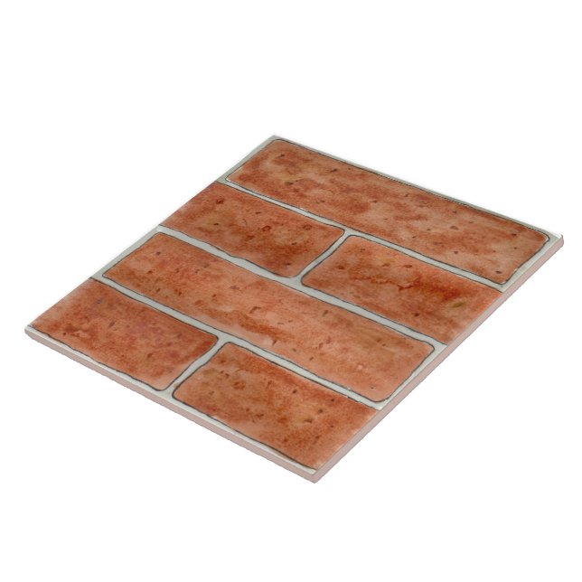 Large ceramic tile w/ faux brick design brick-red (Side)