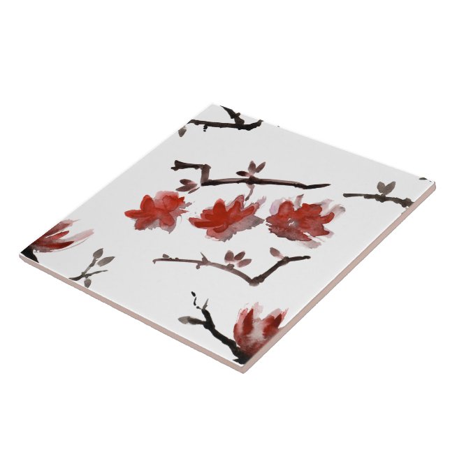 Large ceramic tile with repeating blossom design (Side)