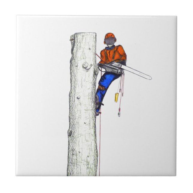 Large chainsaw needed.Arborist Tree surgeon Ceramic Tile (Front)