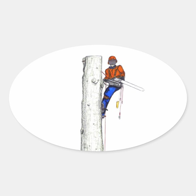 Large chainsaw needed.Arborist Tree surgeon Oval Sticker (Front)