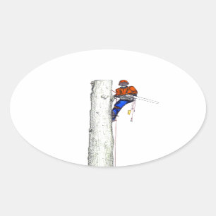 Large chainsaw needed.Arborist Tree surgeon Oval Sticker