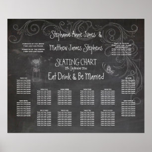 LARGE CHALKBOARD MASON JAR SEATING CHART