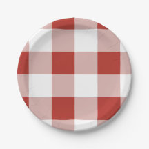 Large Check Red Gingham Paper Plate | Plaid Party