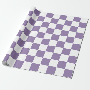 Large Checks Lavender Purple White Chequered  Wrapping Paper