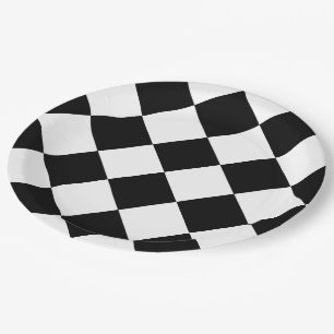 Large Chequered Flag Race Design Paper Plate