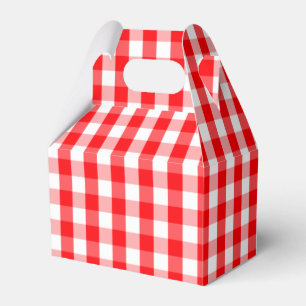 Large Christmas Red and White Gingham Check Plaid Favour Box