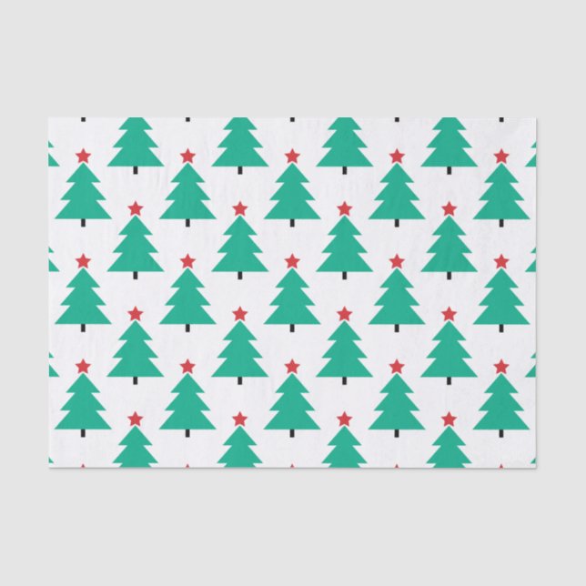 Large Christmas Tree with Red Star Tissue Paper (Front)