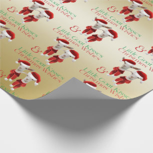 Large Christmas Wishes and Little Goat Kisses Gold Wrapping Paper