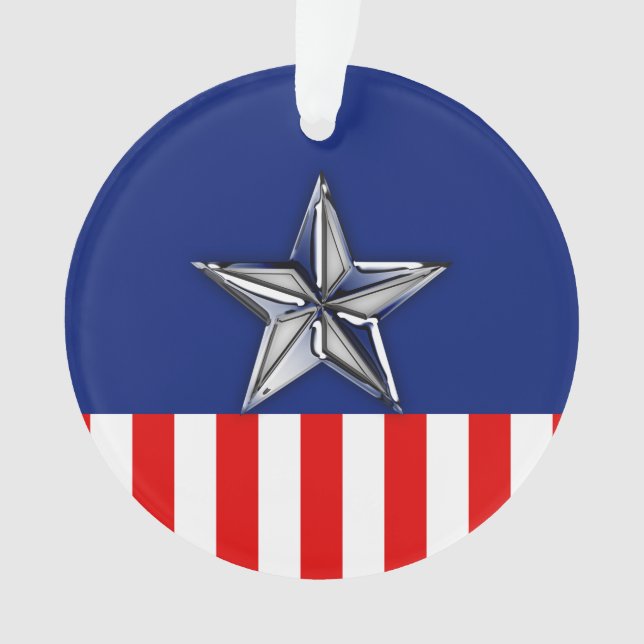 Large Chrome Like Silver Star on Festive Colours Ornament (Front)