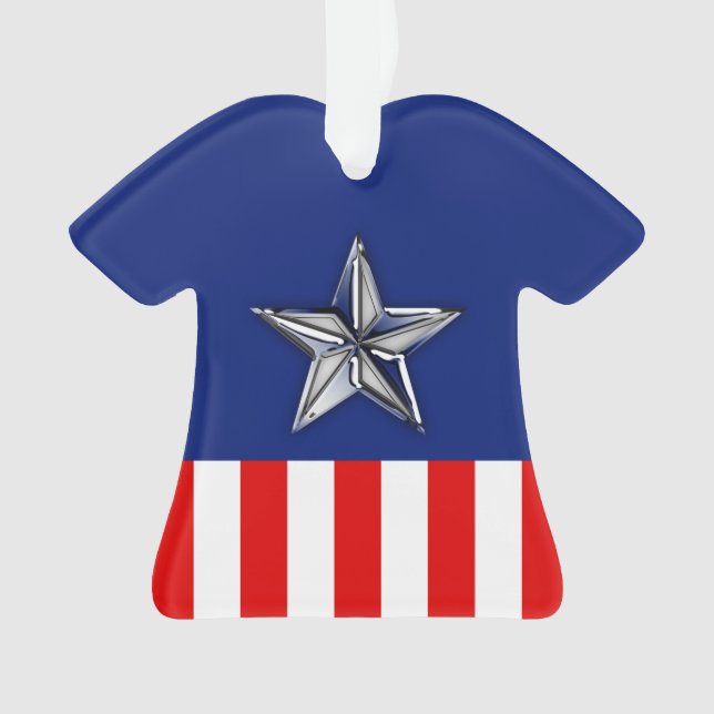 Large Chrome Like Silver Star on Festive Colours Ornament (Front)