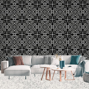 Large Circles Geometric Pattern Black And White Wallpaper