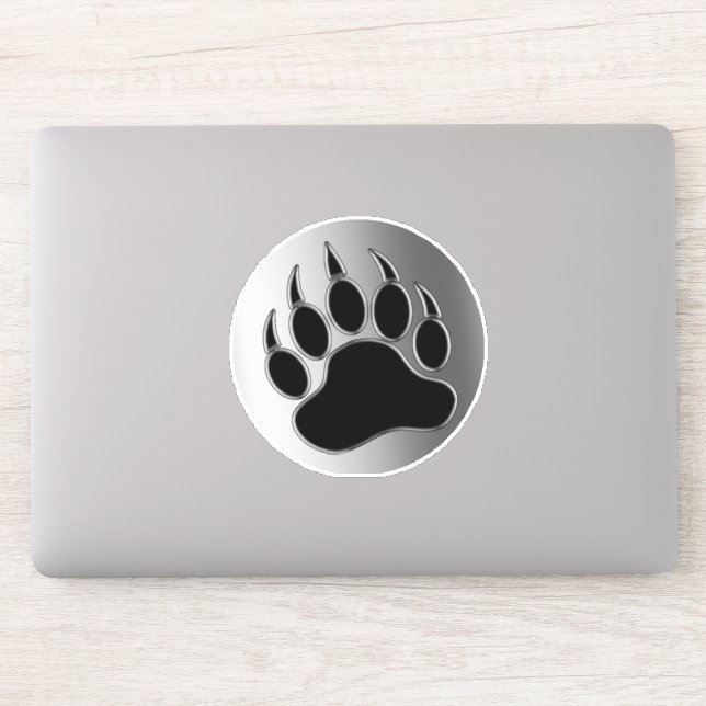 Large Classic Silver Bear Paw Sticker (Computer)