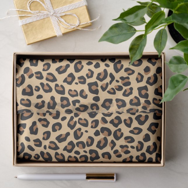 Large Classic Tan and Black Leopard Fur Spots Tissue Paper (Gift)