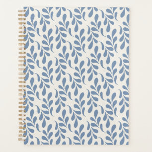 Large Coastal Blue Botanical Leaf Pattern Planner