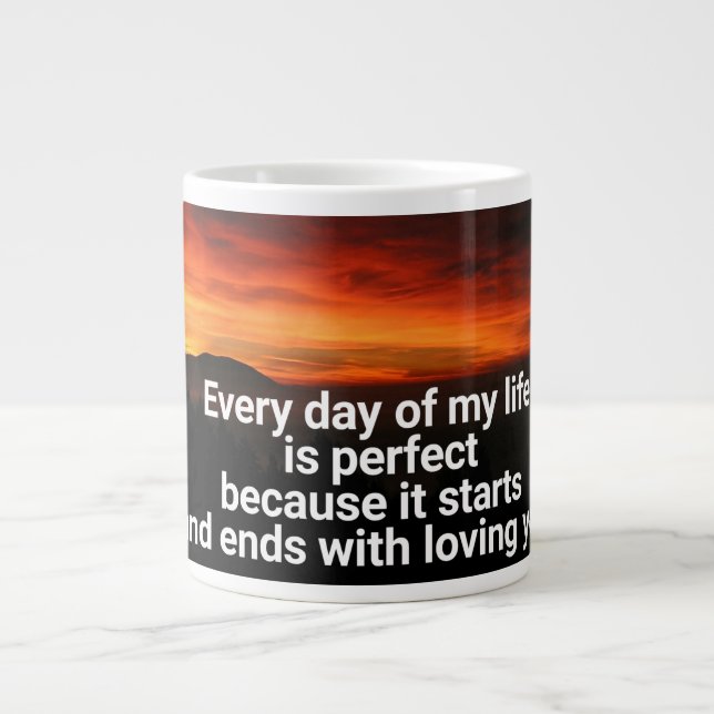 Large Coffee Cup With Romantic Quote On Picture - (Front)