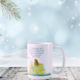 Large coffee mug with bible verse- yellow flowers 