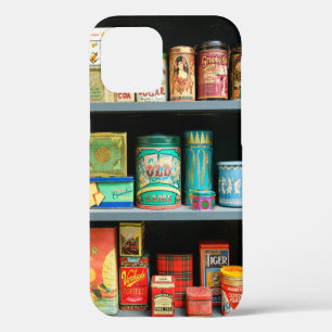 Large collection of colourful vintage cans display iPhone 12 case