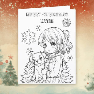 Large Colour Me Christmas Card for Kids