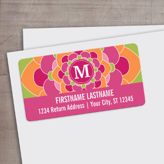 Large Colourful Flower Design with Monogram Label