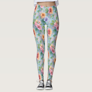 Large Colourful Paper Flowers Leggings