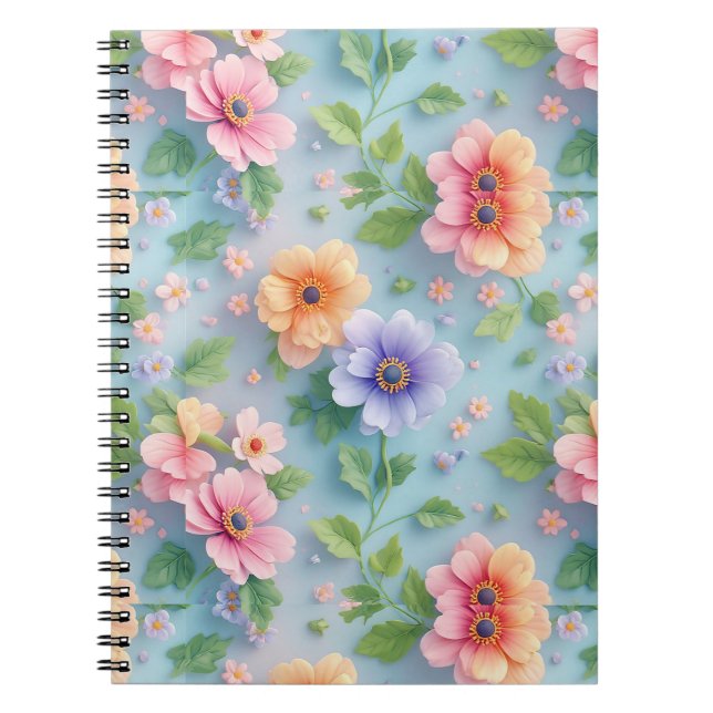 Large Colourful Paper Flowers Notebook (Front)