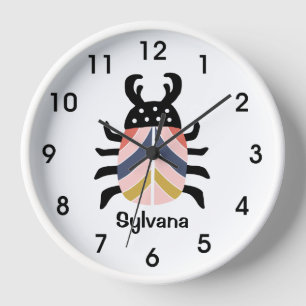 Large colourful striped beetle bug personalised clock