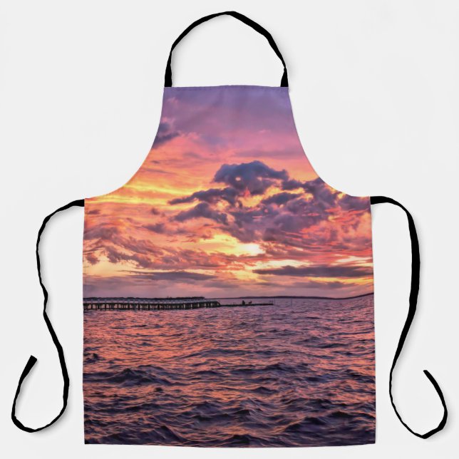 Large colourful sunset over waterbeach,beautiful,c apron (Front)