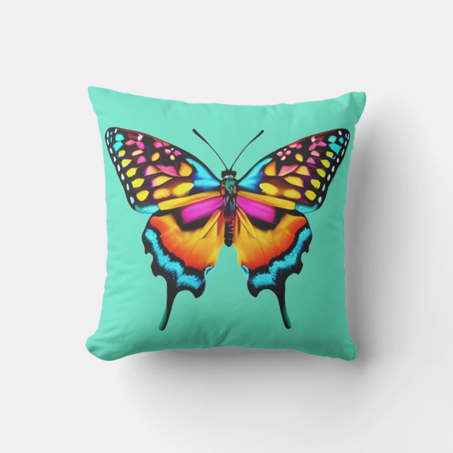 Large Colourful Swallowtail Butterfly Cushion (Front)