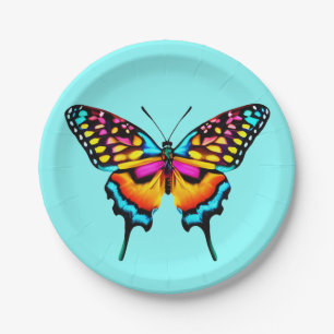 Large Colourful Swallowtail Butterfly Paper Plate