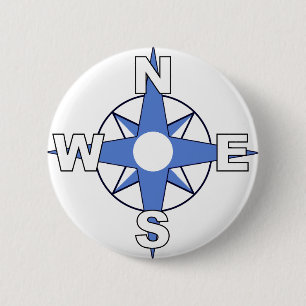 Large Compass 6 Cm Round Badge