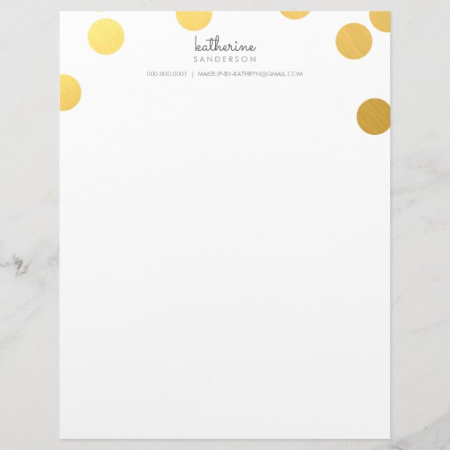 LARGE CONFETTI SPOT modern bold gold foil grey Custom Letterhead (Front)