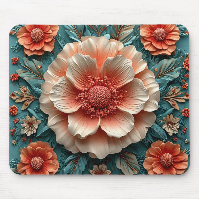 Large Coral Flowers Mouse Pad (Front)