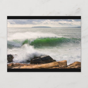 Large Crashing Waves Seascape Acadia National Park Postcard