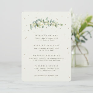 Large Cream Snowberry+Eucalyptus Wedding Itinerary