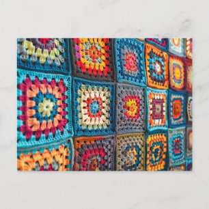 Large Crochet Blanket Made From Individual Granny  Postcard