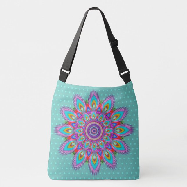 Large cross body tote bag psychedelic (Front)